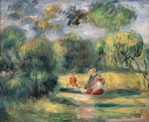 Pierre-Auguste Renoir: Personnages dans un paysage um 1900 Öl auf Leinwand   © Olaf Gulbransson Museum, Tegernsee 2022