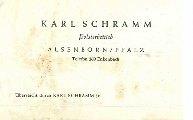 Die erste Visitenkarte von Karl Schramm