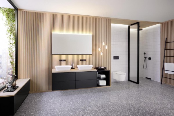 Mit den unterschiedlichen Produkten, die es künftig in Schwarz matt gibt, ist eine harmonische Farbgestaltung des Hotelbads möglich.